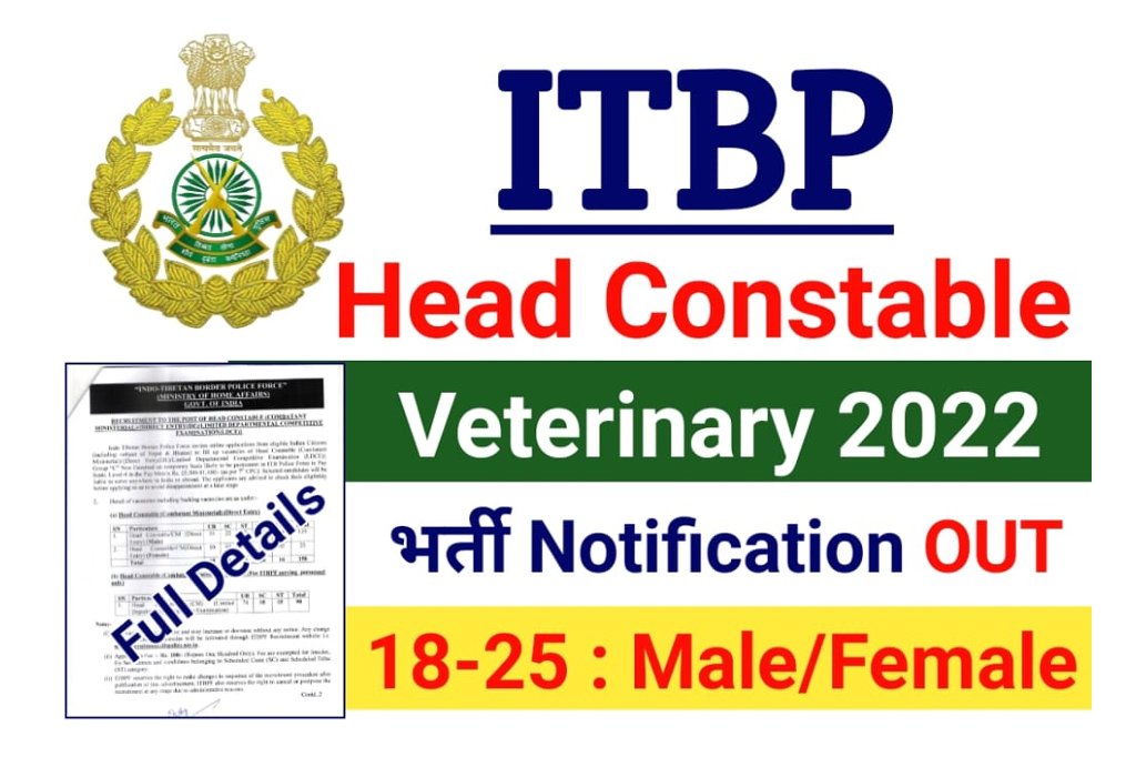 ITBP Head Constable Dresser Veterinary Recruitment 2022