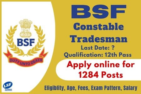 BSF Constable Tradesman Bharti 2023 | Recruitment of 1284 Constable CT Tradesman posts in BSF 2023