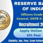 Reserve Bank RBI Officers Grade B Recruitment 2023 Apply Online for 291 Post